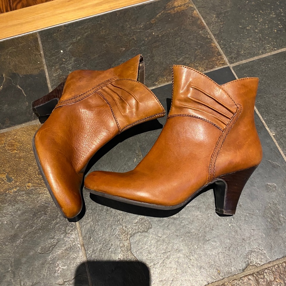 Cognac ankle boots